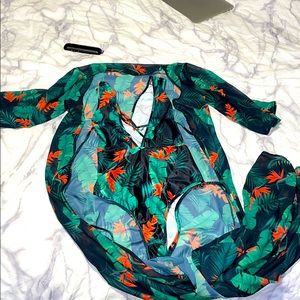 One piece swimsuit with matching kimono